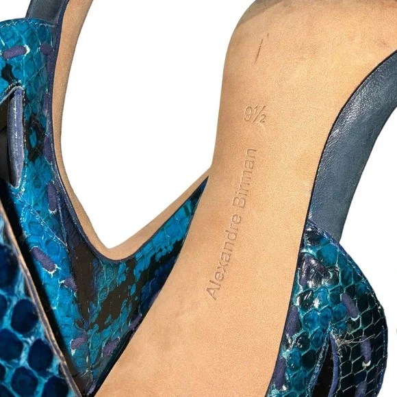 Alexandre Birman Python Ankle-Cutout Sandal Stiletto Heels Size: 9.5 Blue